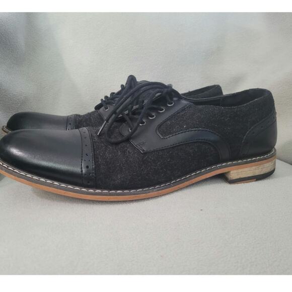 Mens Bar III Frankie 10.5 Leather Wool Dress SHOES Black Oxford - Picture 4 of 9